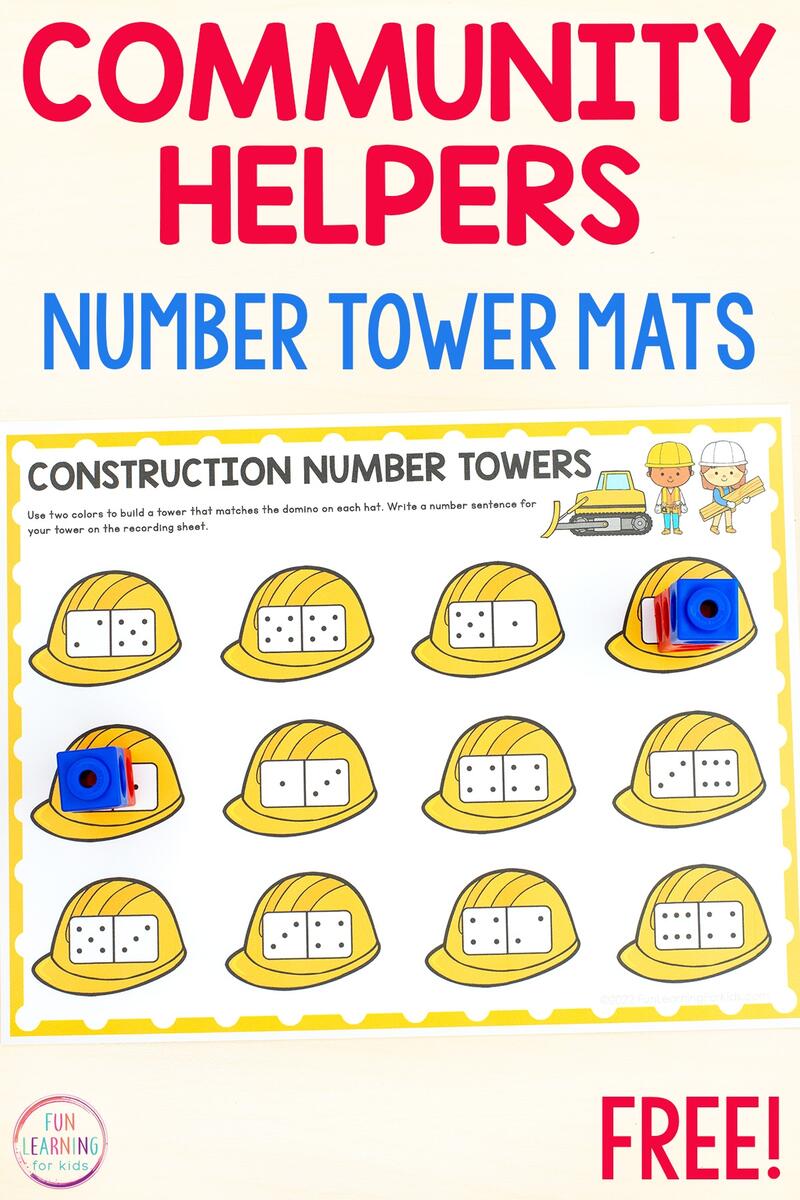 Construction Number Towers Free Printable Math Activity