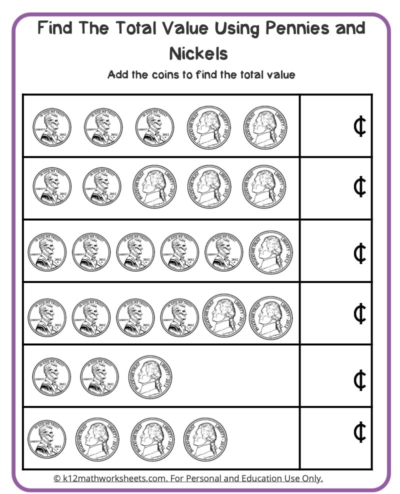Free Math Money Worksheets 1st Grade