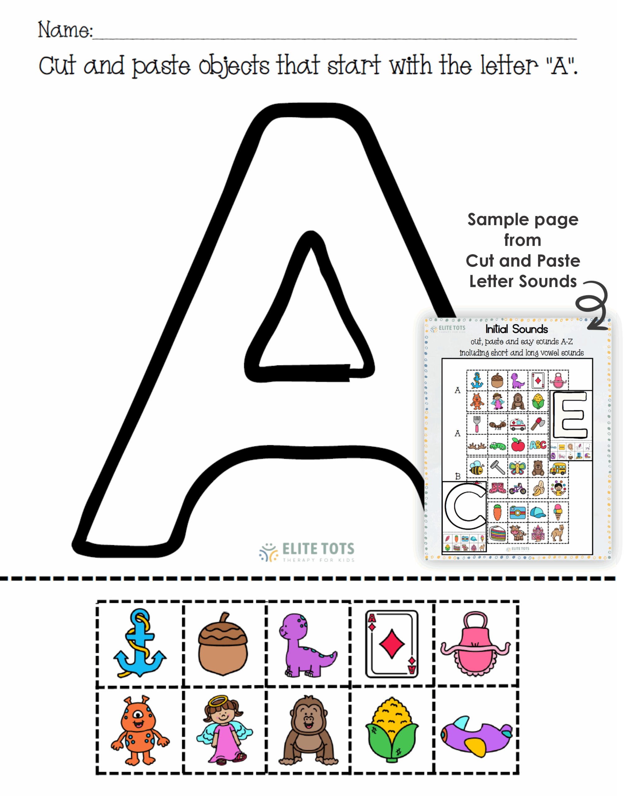 Alphabet Detective Cut Paste Initial Sounds Worksheet Top Teacher