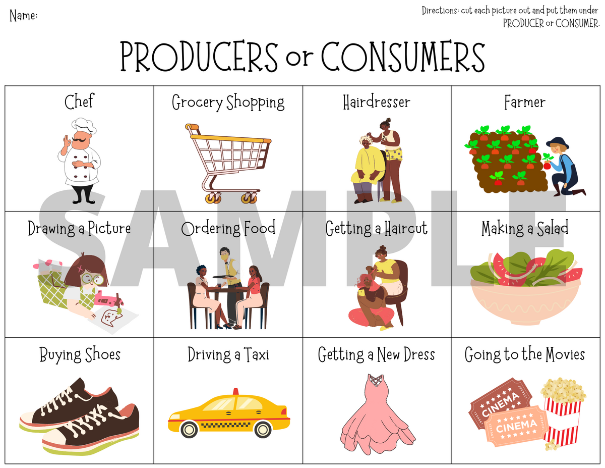 Cut And Paste Producers And Consumers Worksheet 1st Grade For K 5 Teachers And Students In The Social Studies And Economics Classroom Classful Cut And Paste Producers And Consumers Worksheet 1st Grade For K 5 Teachers And Students In The Social Studies And Economics Classroom Classful