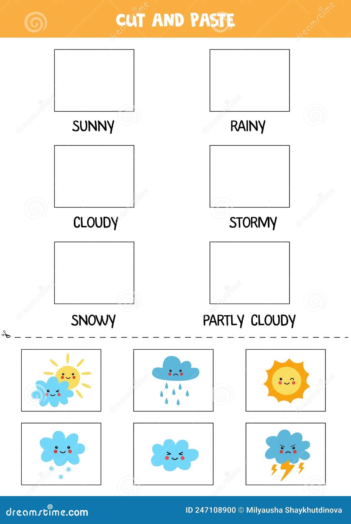 Cut Weather Pictures And Paste Them Into Right Boxes Worksheet For Kids Stock Vector Illustration Of Cards Kawaii 247108900 Cut Weather Pictures And Paste Them Into Right Boxes Worksheet For Kids Stock Vector Illustration Of Cards Kawaii 247108900