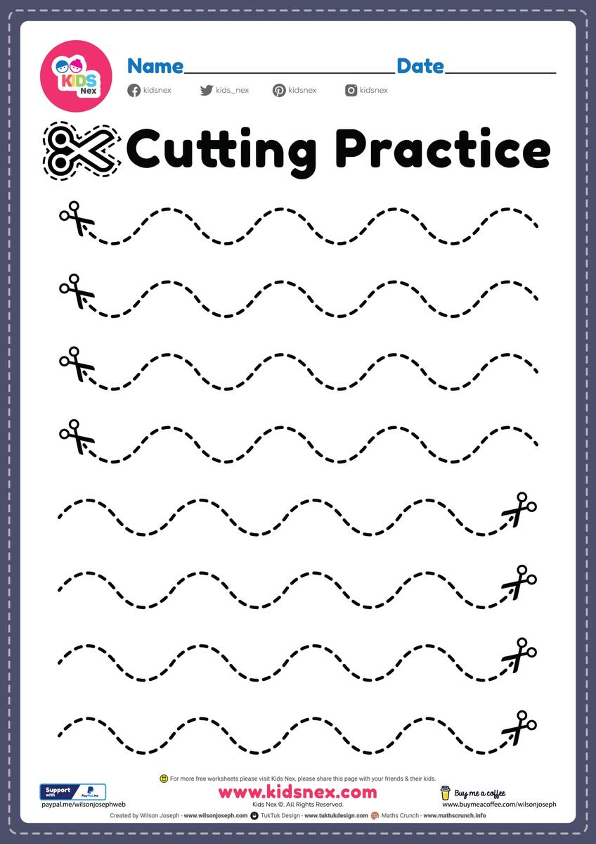 Cutting Activities For Preschool Kids Free Printable PDF