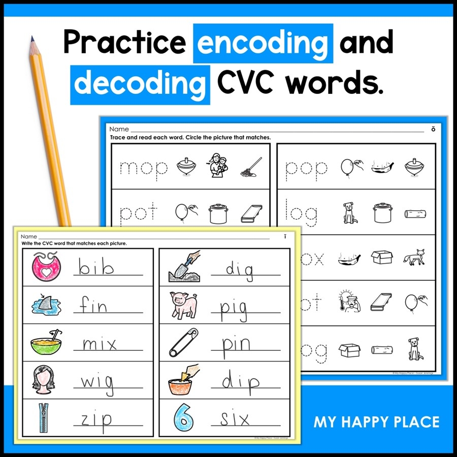 CVC Words Worksheets Kindergarten Phonics Practice CVC Words Worksheet Decoding CVC Words With Short Vowels Worksheets Homework Classful