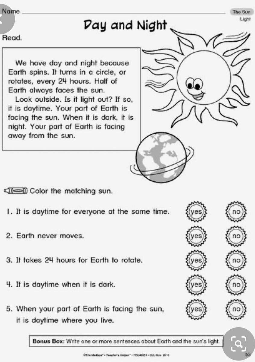 DAY AND NIGHT Activity Preschool Kindergarten 1st Grade Science PowerPoint