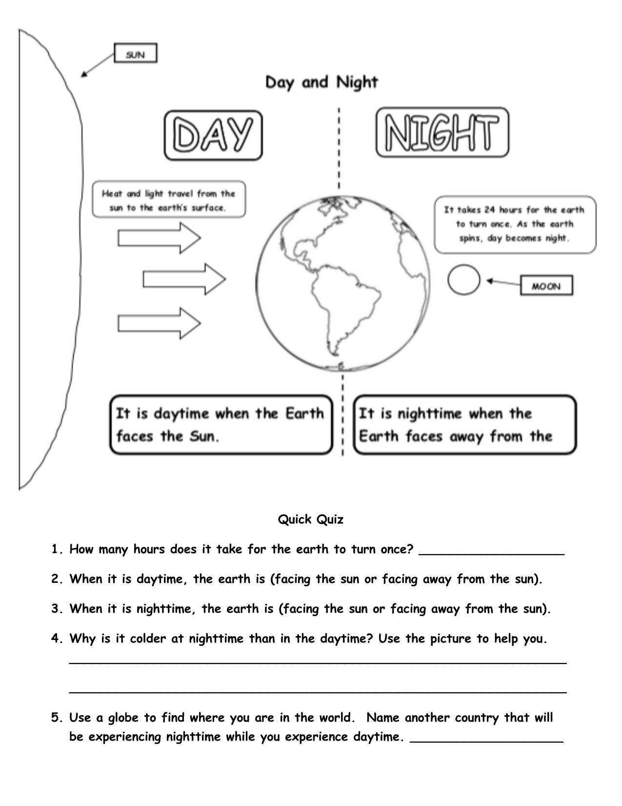 DAY AND NIGHT Activity Preschool Kindergarten 1st Grade Science PowerPoint