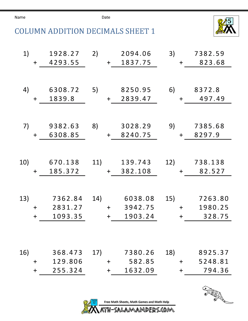 5th Grade Math Worksheets PDF Printable PDF Worksheets Cazoom Math