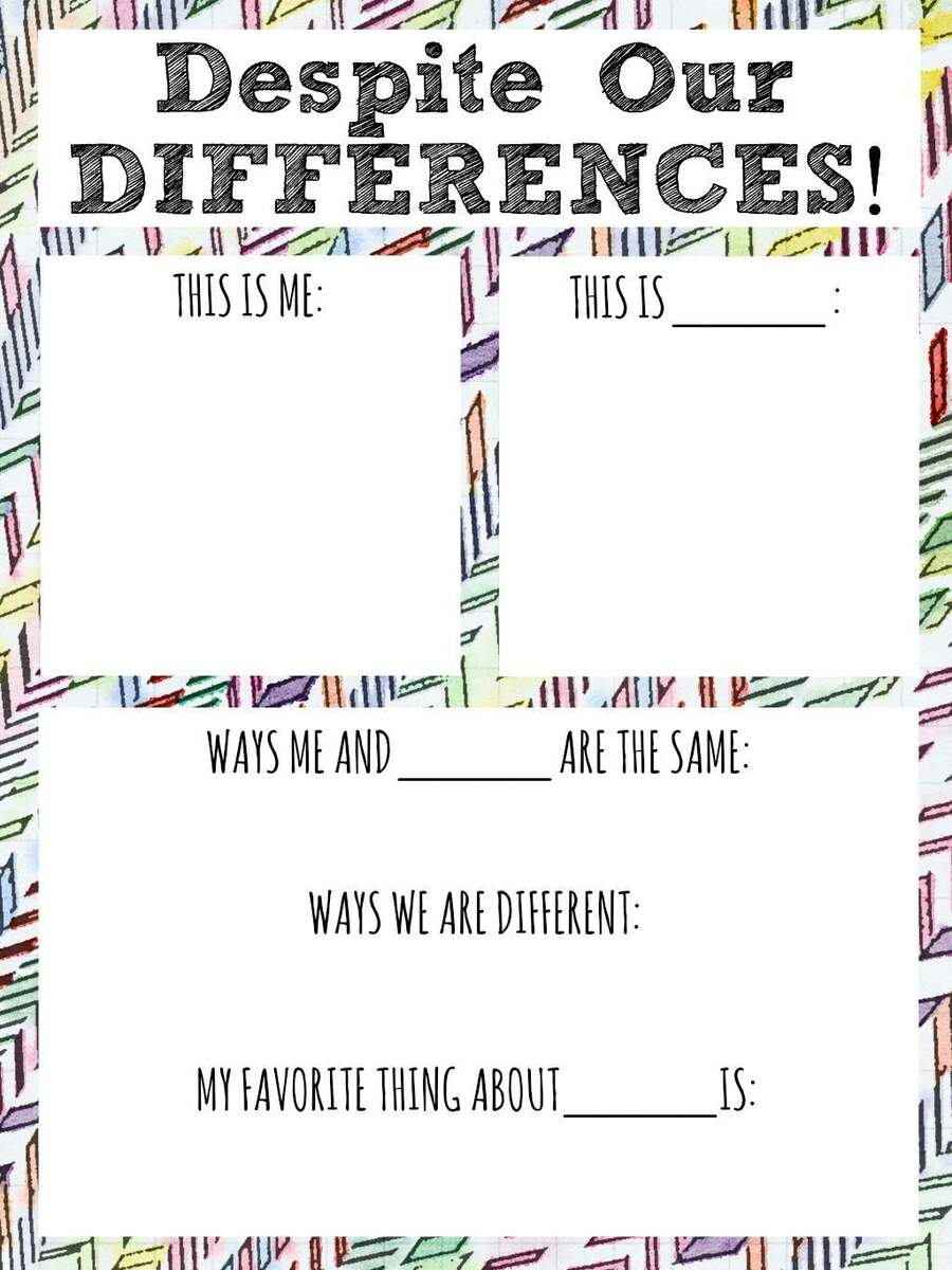 Despite Our Differences Diversity Worksheet For Kids Diversity Worksheets Library