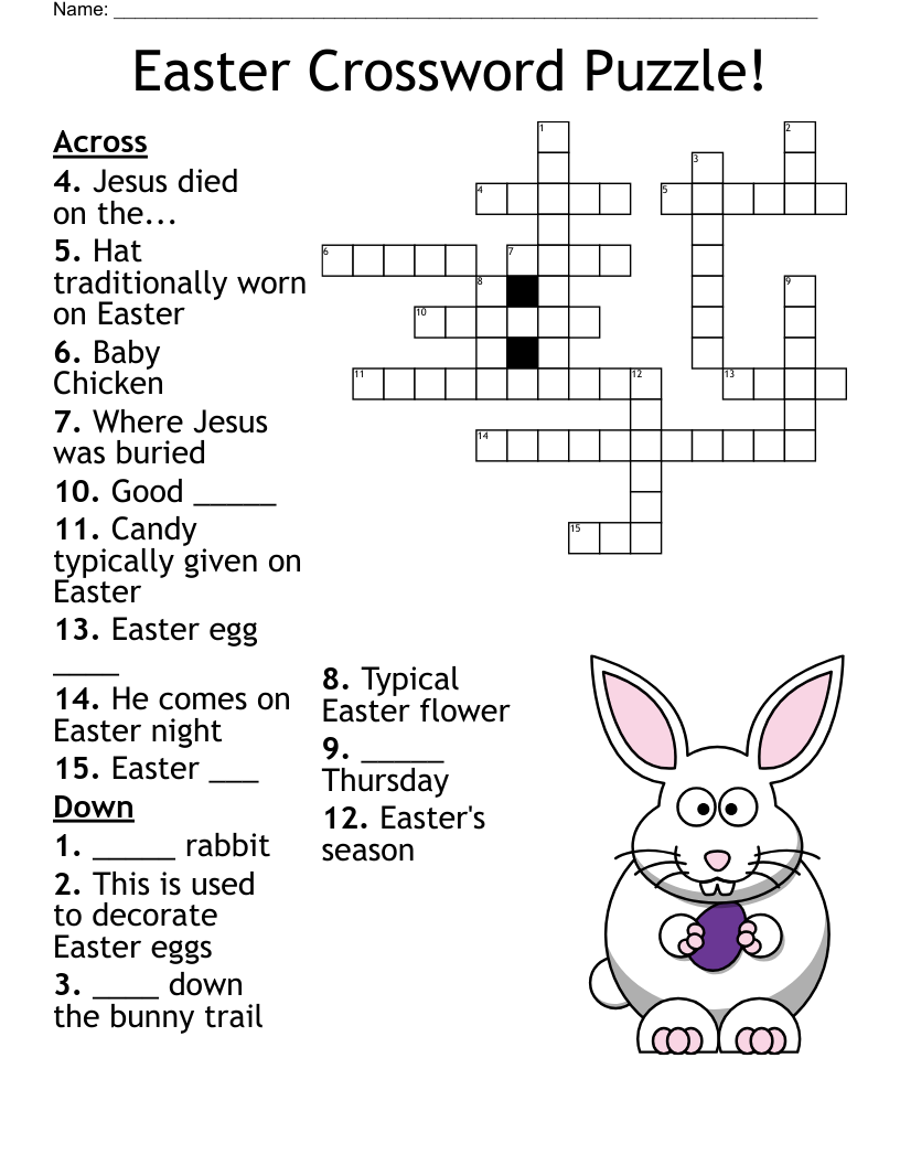 Easter Crossword Puzzle WordMint Easter Crosswords Activity Page Printable