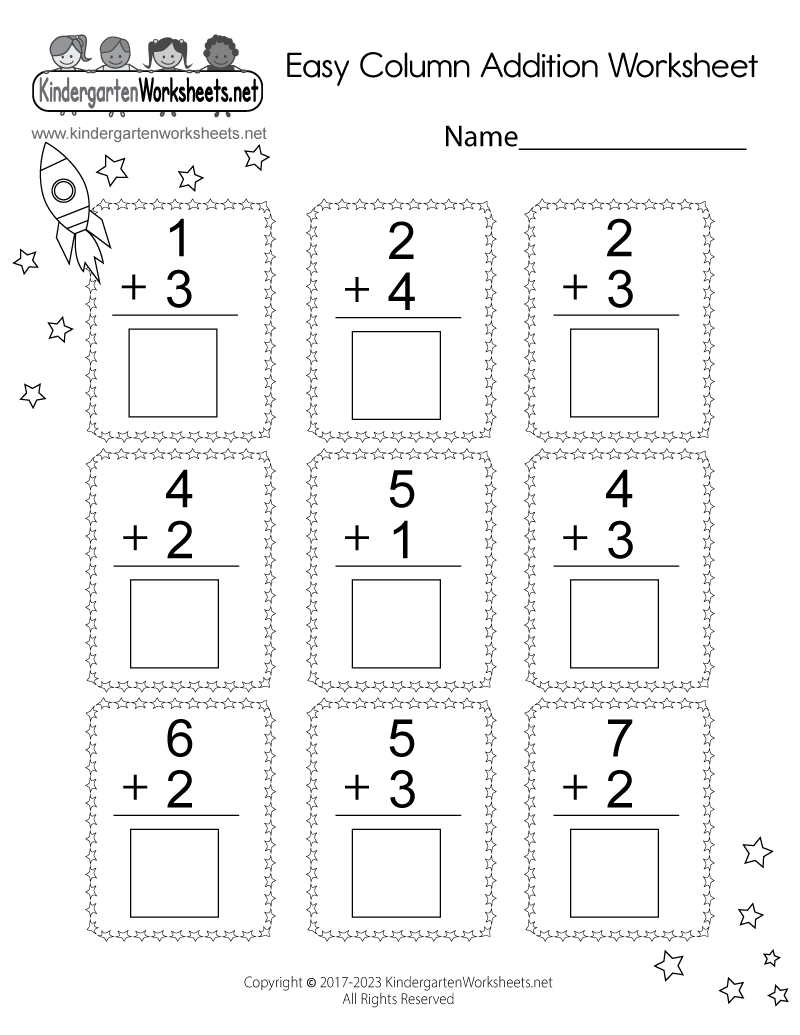 Addition Math Worksheets For Kindergarten