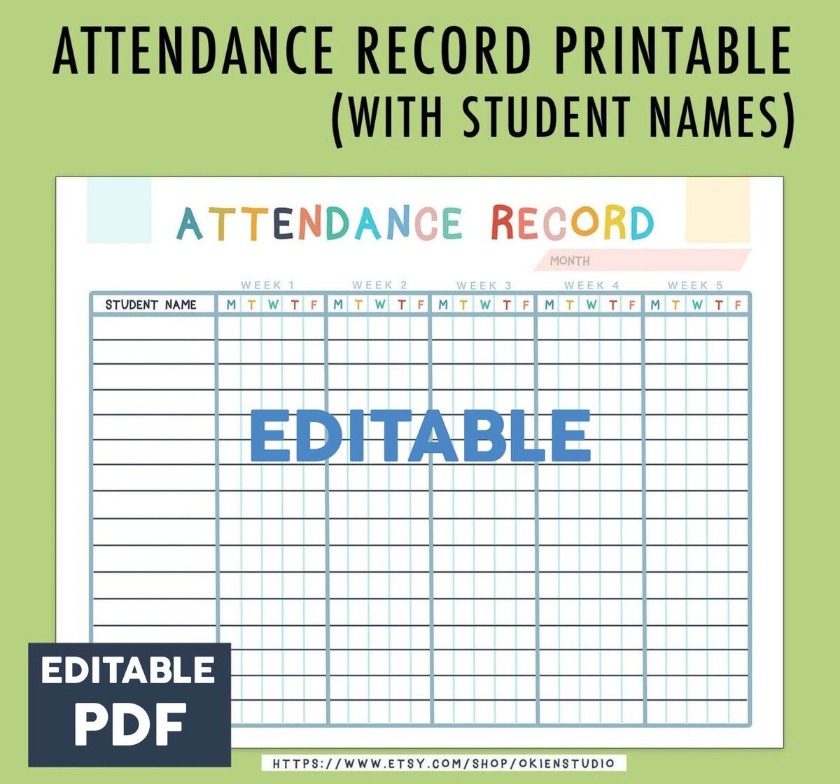 Editable Homeschool Attendance Sheet Teacher Log Editable PDF Etsy Editable Homeschool Attendance Sheet Teacher Log Editable PDF Etsy