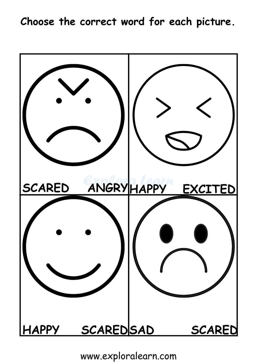 Emotions Worksheets For Kindergarten Matching Feelings Activities