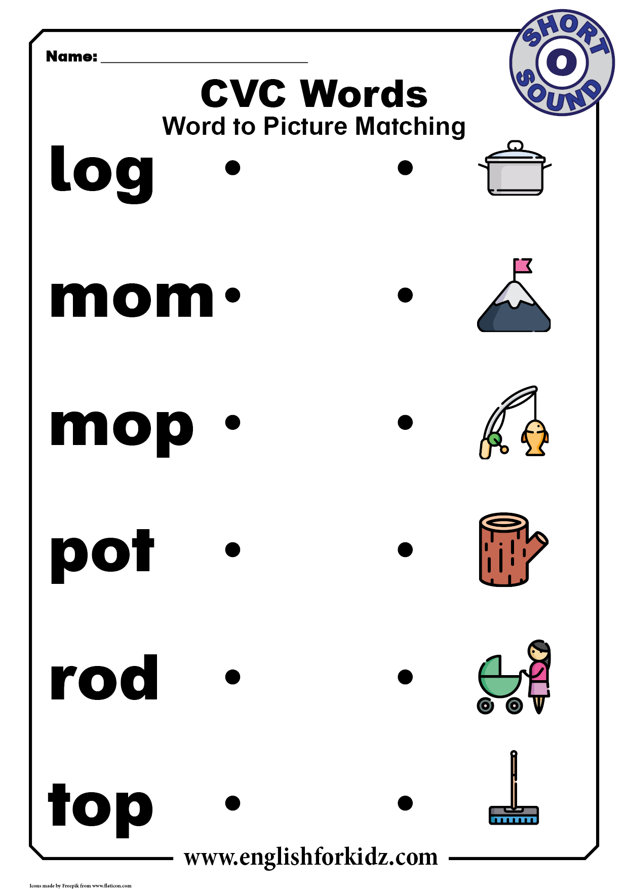 English For Kids Step By Step CVC Words Worksheets Short O Sound Free Printable Short O Worksheet