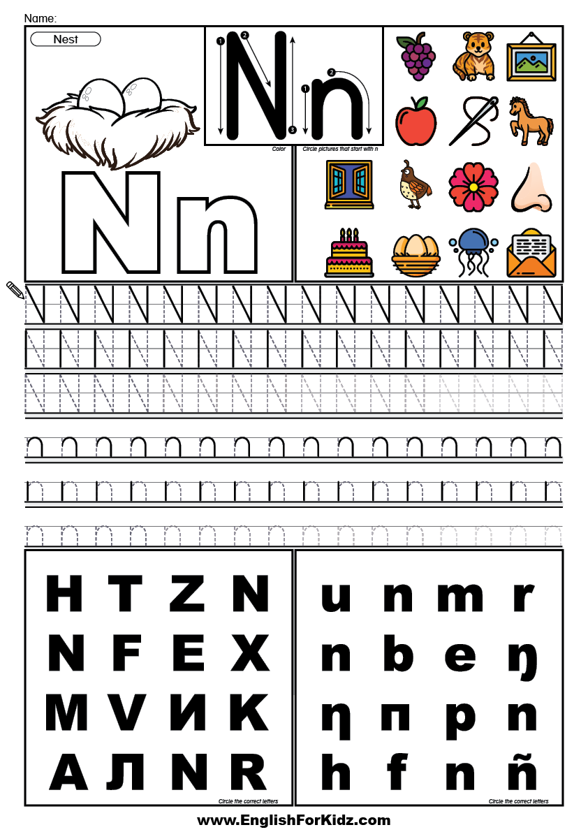 English For Kids Step By Step Letter N Worksheets Flash Cards Coloring Pages English For Kids Step By Step Letter N Worksheets Flash Cards Coloring Pages