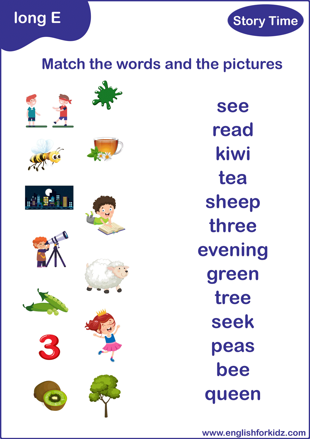 English For Kids Step By Step Long E Sound Worksheets Flashcards Posters Reading Comprehension Learn The Long E Worksheets Easily Academy Worksheets Worksheets Library