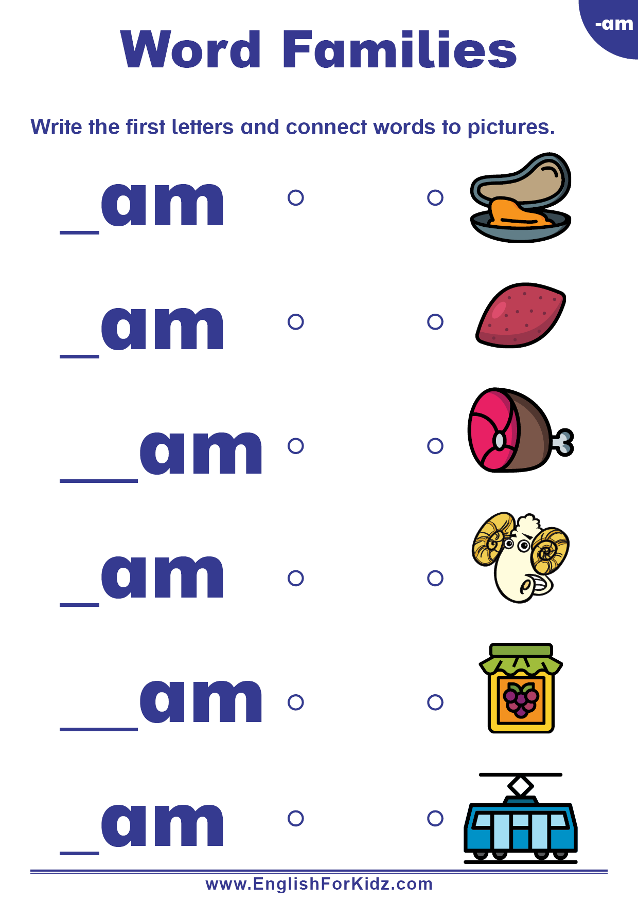 AM Word Family Worksheets Kindergarten Mom