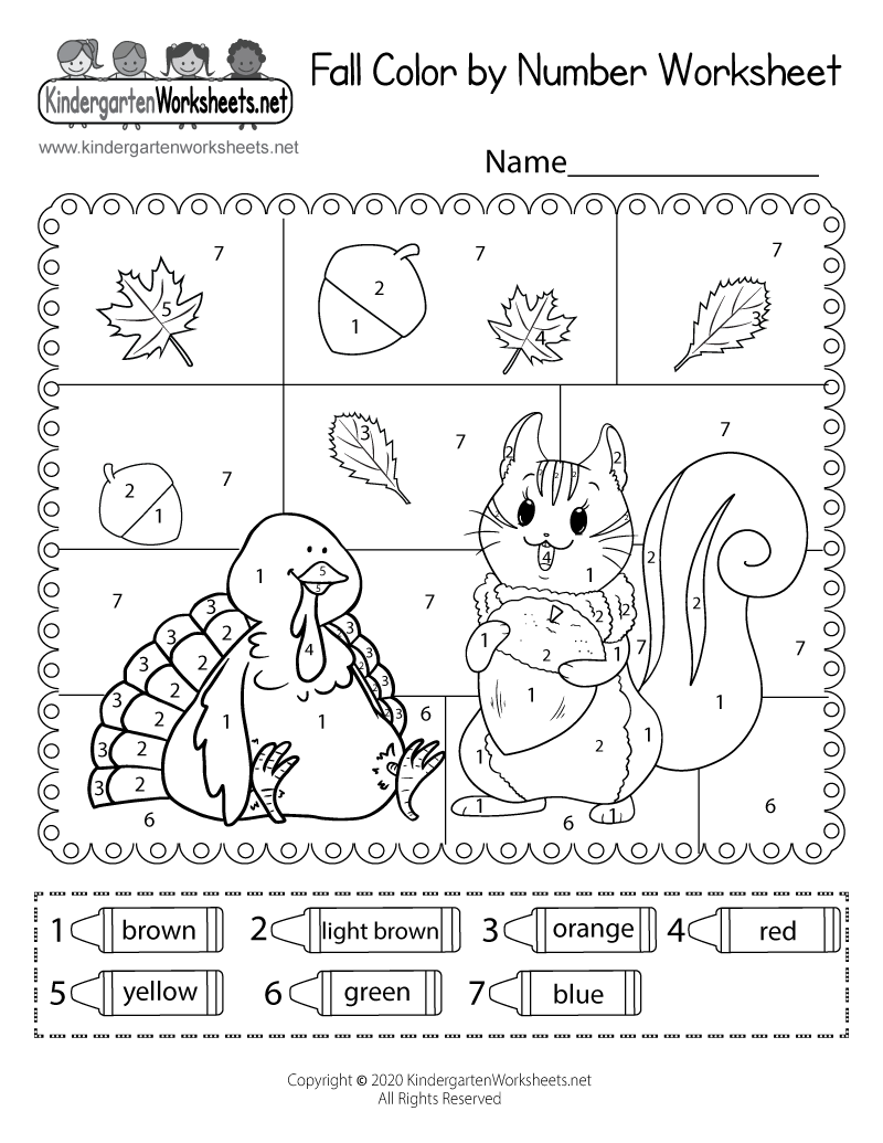 Fall Color By Number Worksheet Free Printable Digital PDF Color By Number Worksheet For Kids Learning Royalty Free Vector VectorStock