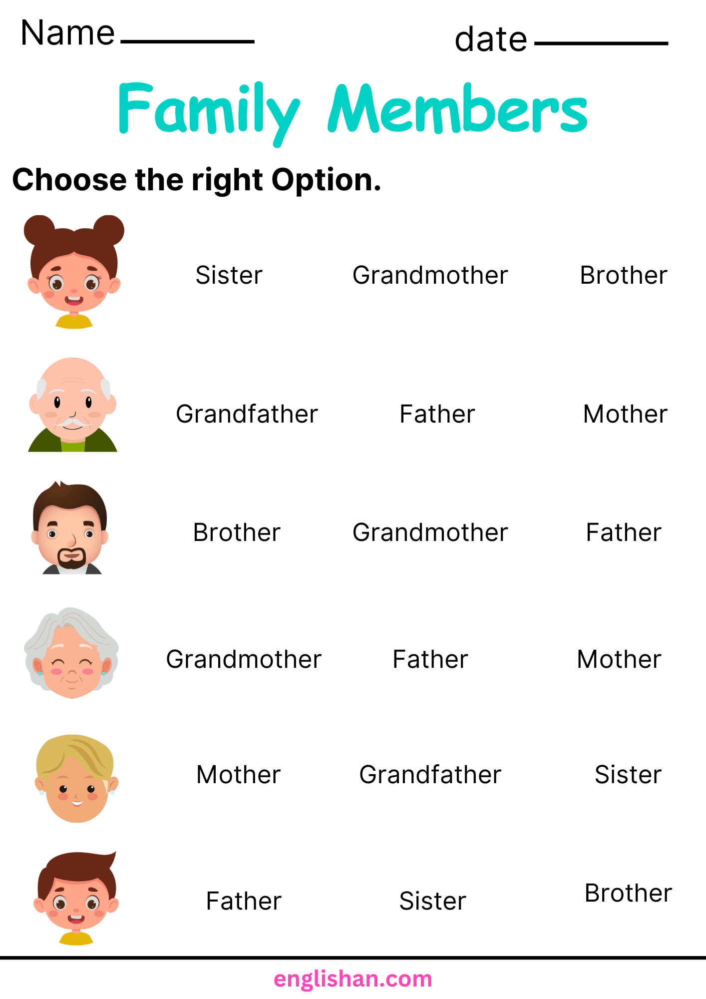 Family Members Worksheets And Exercises With Answers