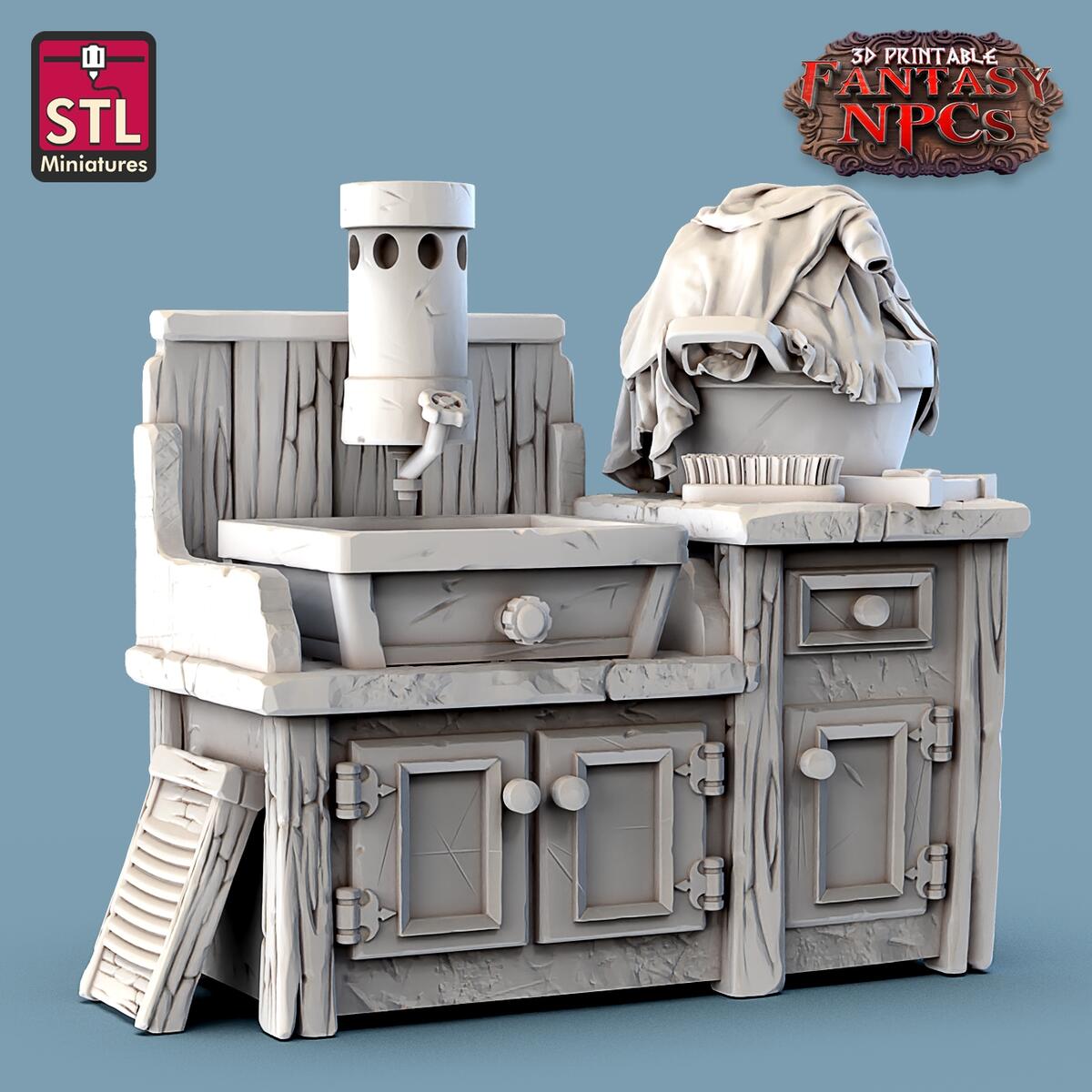 Fantasy Npcs Laundry Set From STL Miniatures Stlm Mmf234090 Miniset Miniatures Collectors Guide