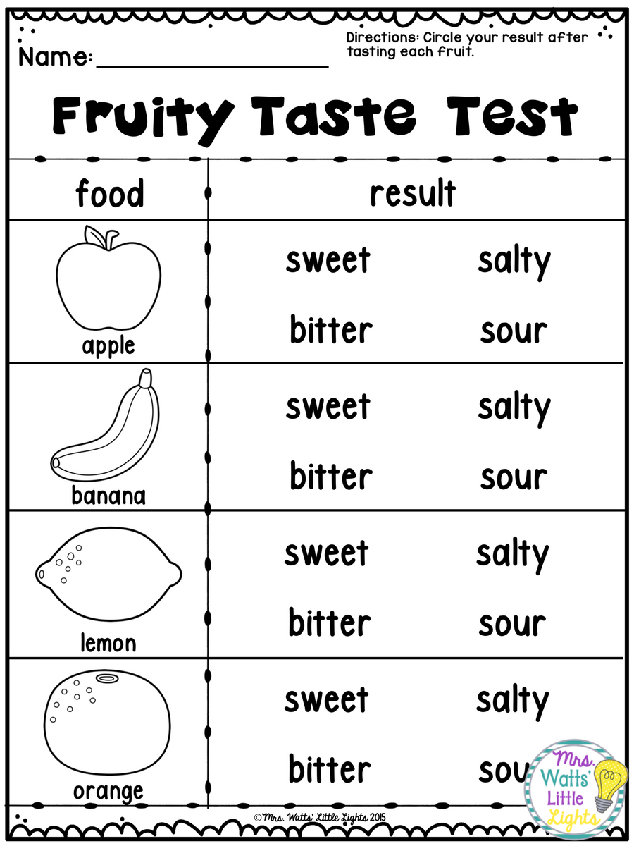 Five Senses Activities Taste Test