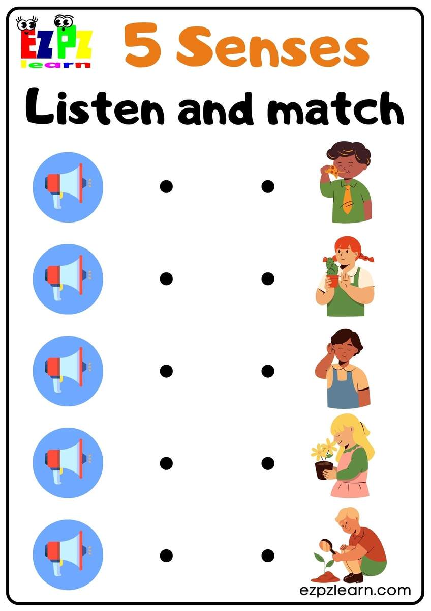 Five Senses Vocabulary Interactive Worksheet Listen And Match The Correct Images Activity For Kids And ESL Students Ezpzlearn