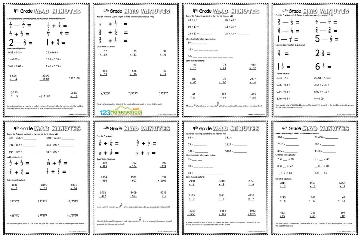 FREE 4th Grade Math Worksheets 123 Homeschool 4 Me FREE PRINTABLE MULTIPLICATION WORKSHEETS WonkyWonderful