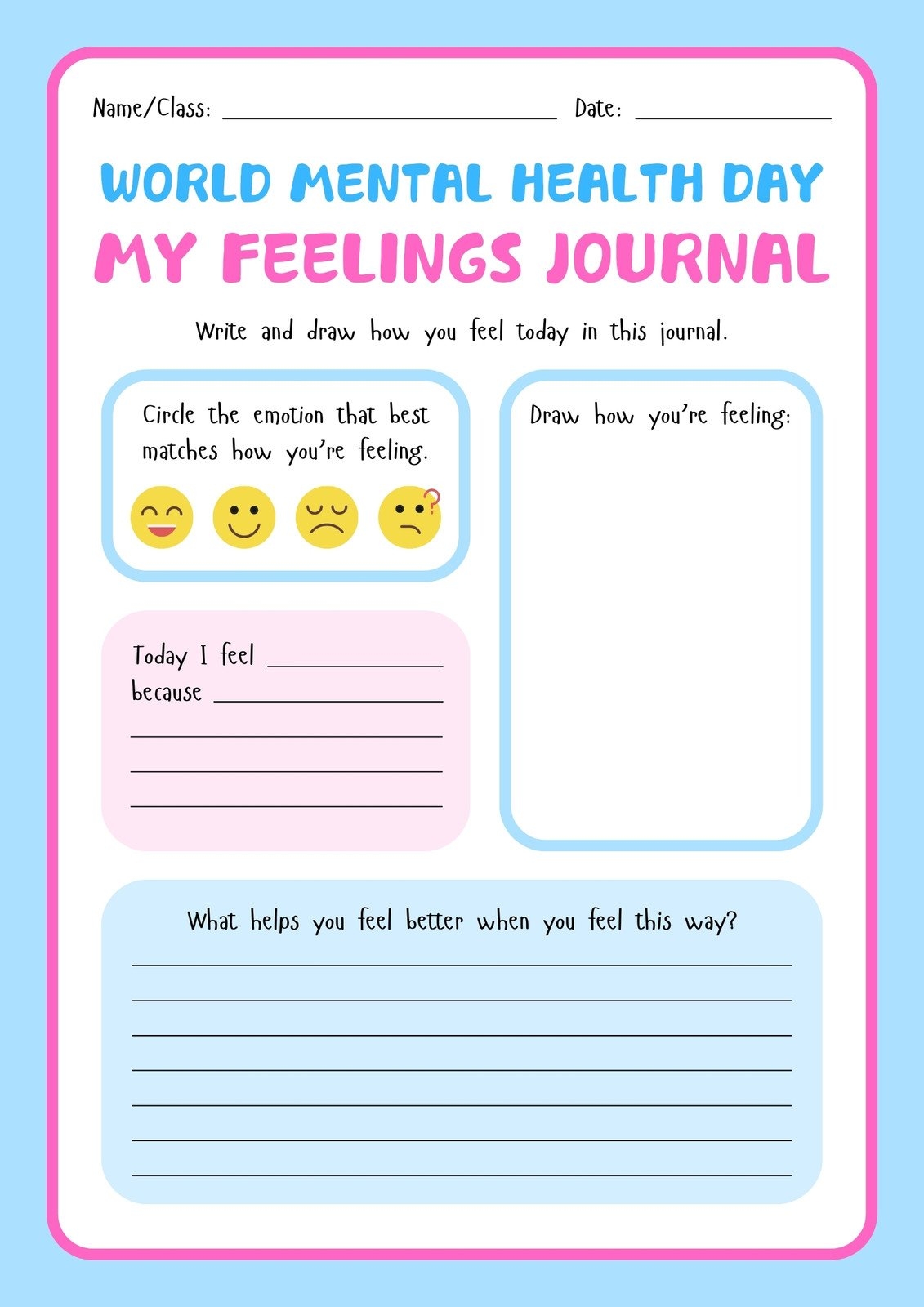 Mental Health Tips Worksheets