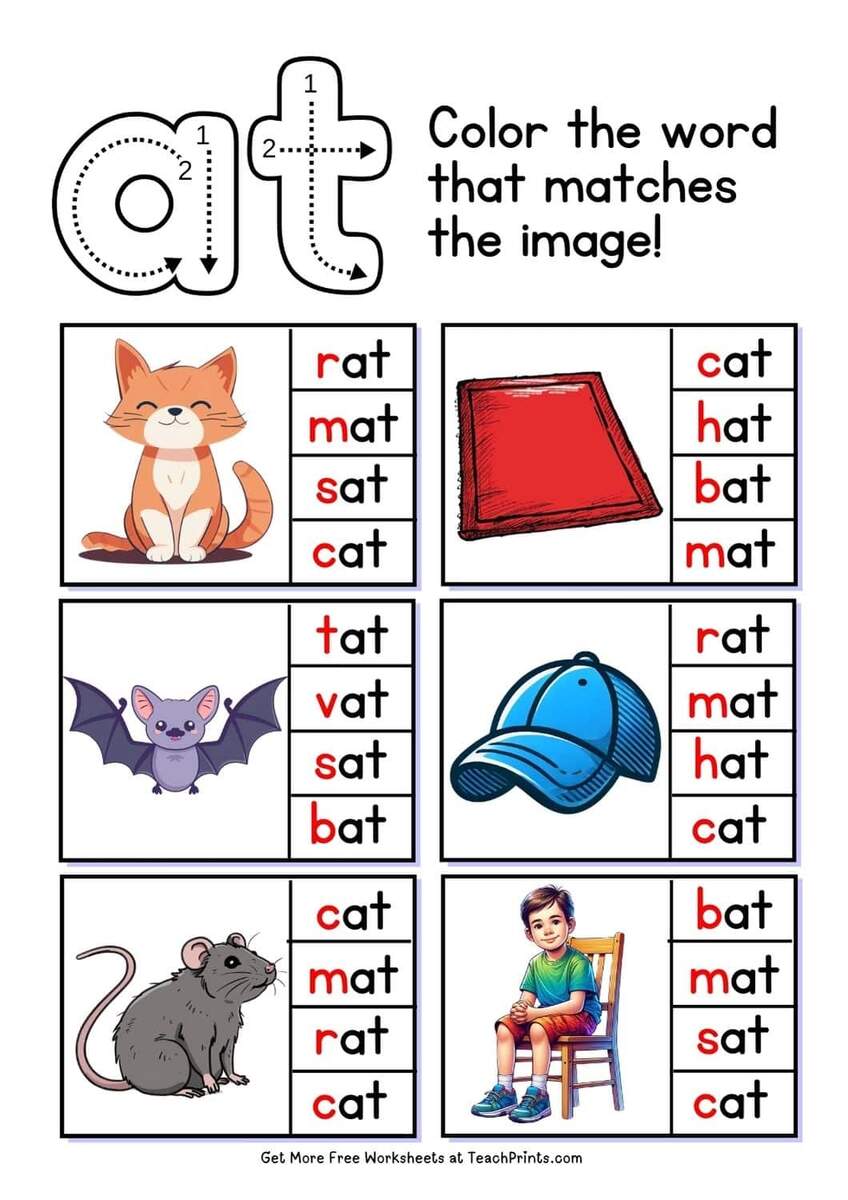 Free At Word Family Worksheets Teach Prints Free At Word Family Worksheets Teach Prints