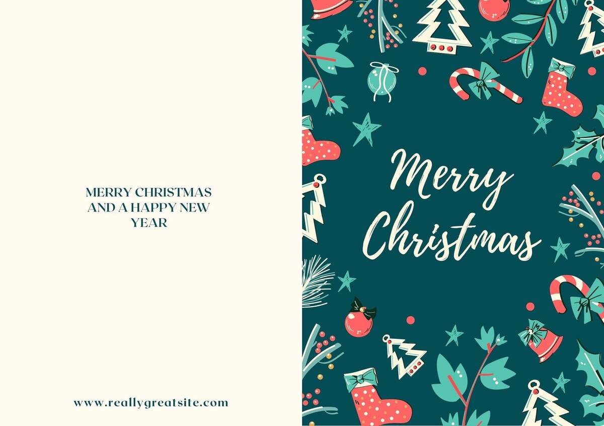 Free Custom Printable Christmas Folded Card Templates Canva Free Custom Printable Christmas Folded Card Templates Canva