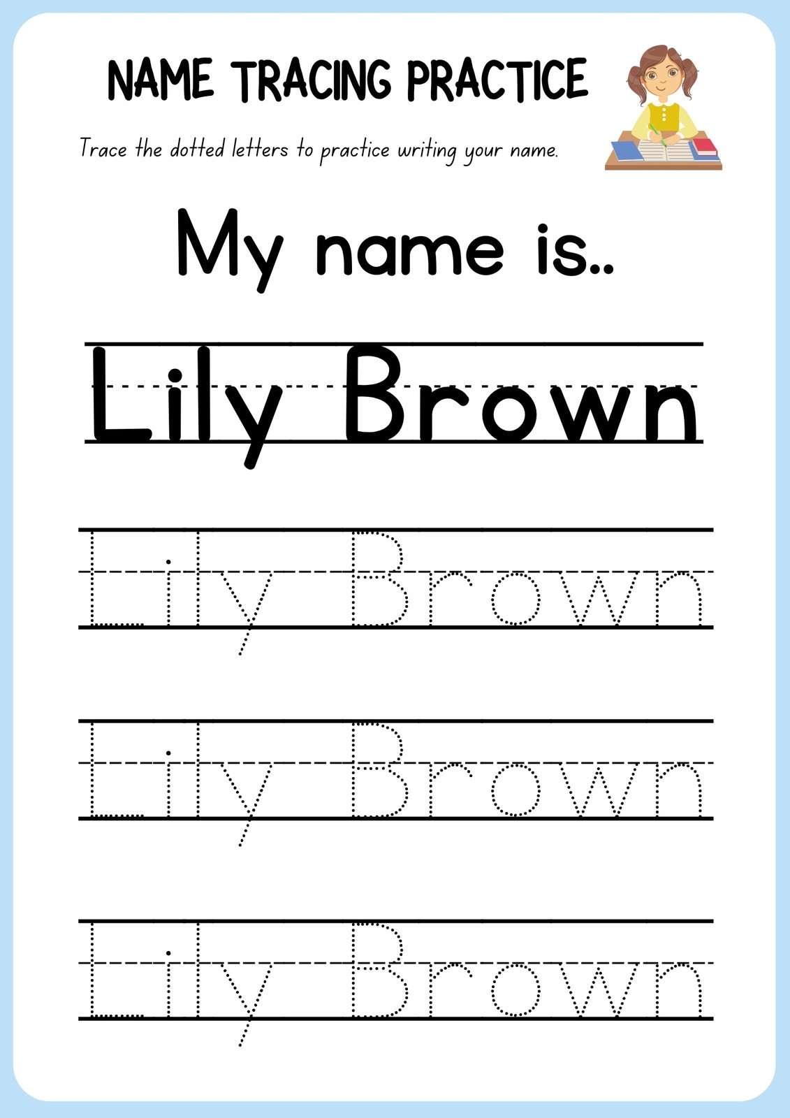 Free Editable Kindergarten Worksheets Canva 32 Free Blank Name Tracing Worksheets Teach Prints