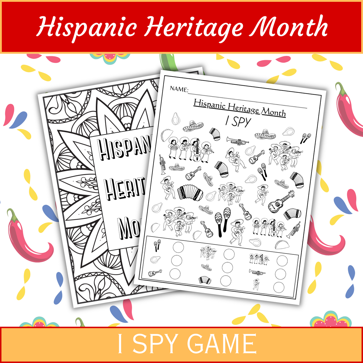 FREE Hispanic Heritage Month Activities I SPY Game For Spanish Heritage Month Latino Coloring Page Made By Teachers