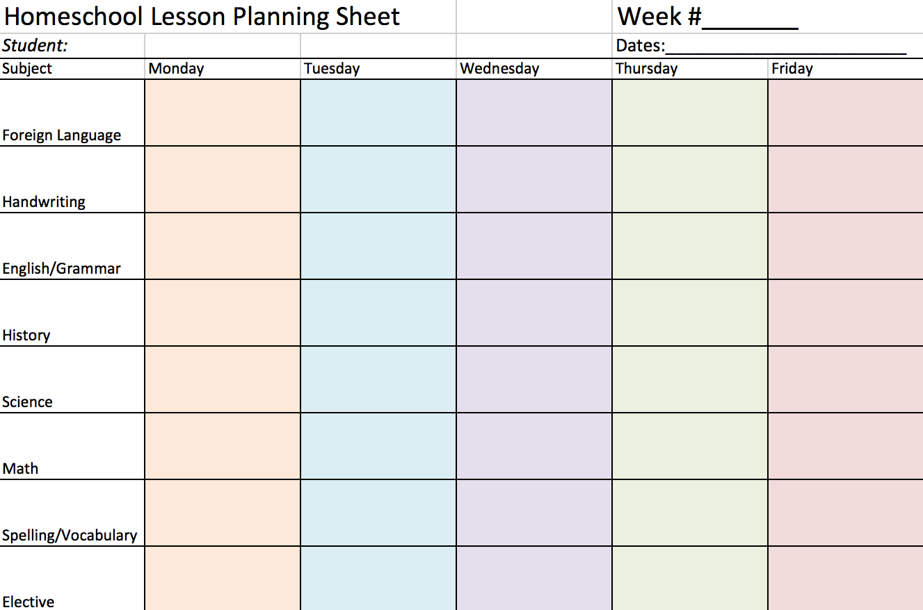Homeschool Weekly Planner Printable Homeschool Planner Weekly Homeschool Schedule Homeschool Printable Homeschool Digital Download Etsy