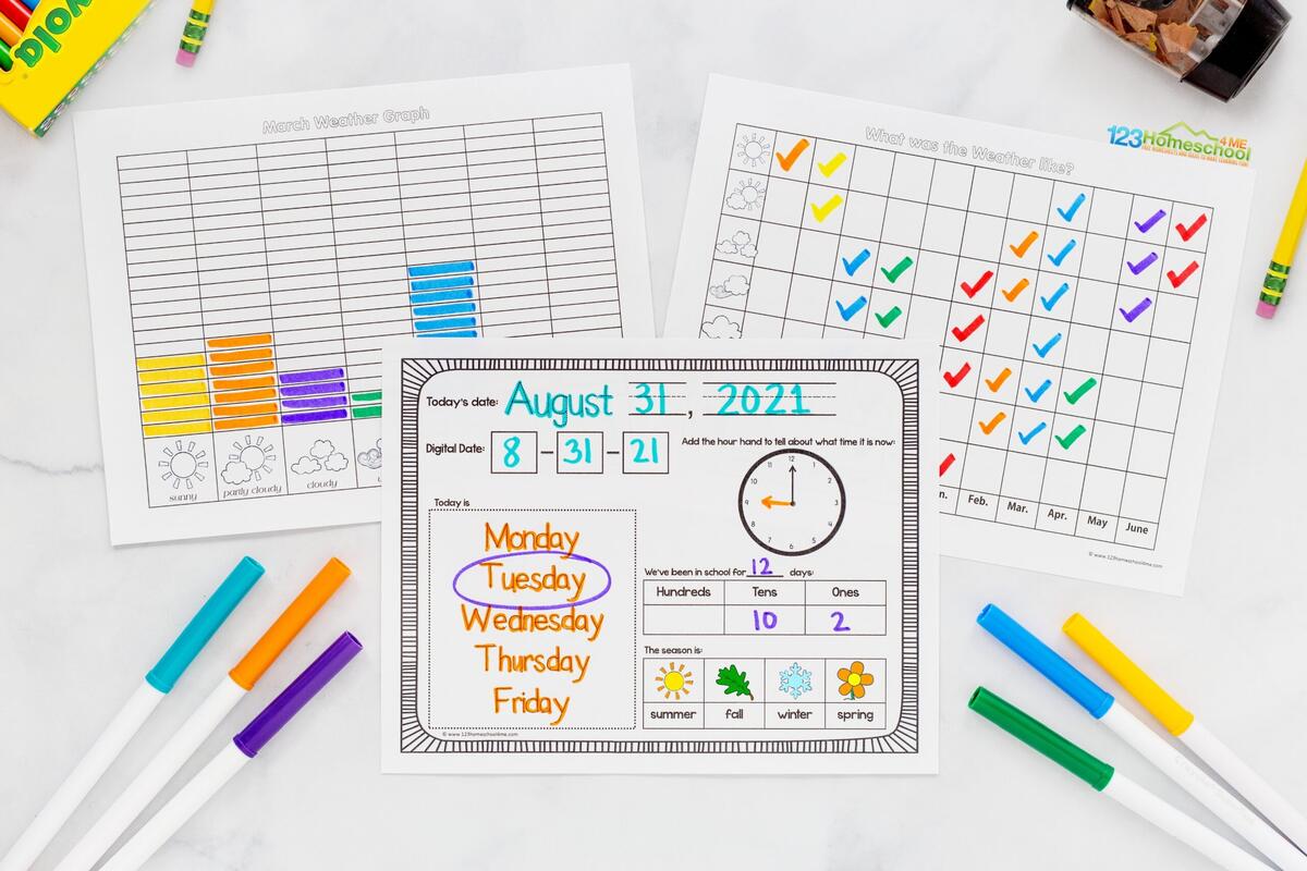 FREE Kindergarten Daily Calendar Printable Worksheets FREE Kindergarten Daily Calendar Printable Worksheets