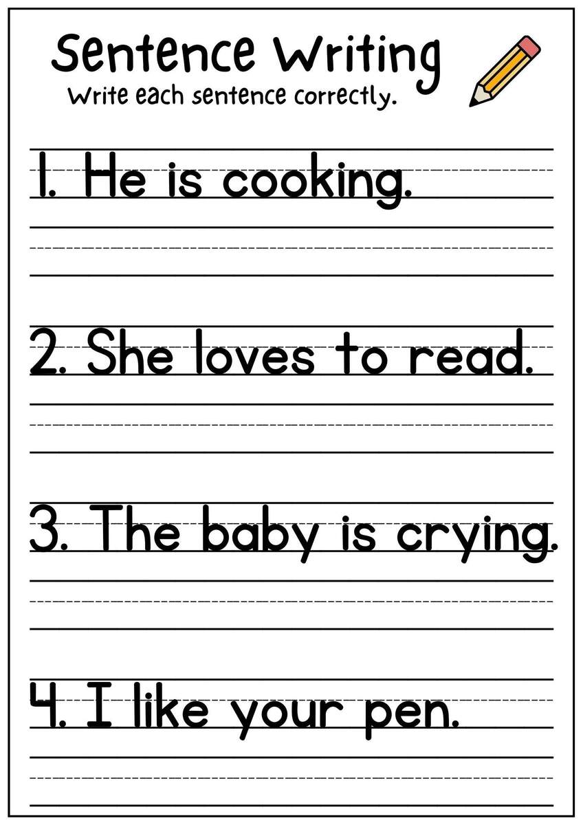 Free Kindergarten Writing Sentences Worksheets Active Little Kids Worksheets Library 17 Sentence Practice Worksheets Free To Print Teach Prints