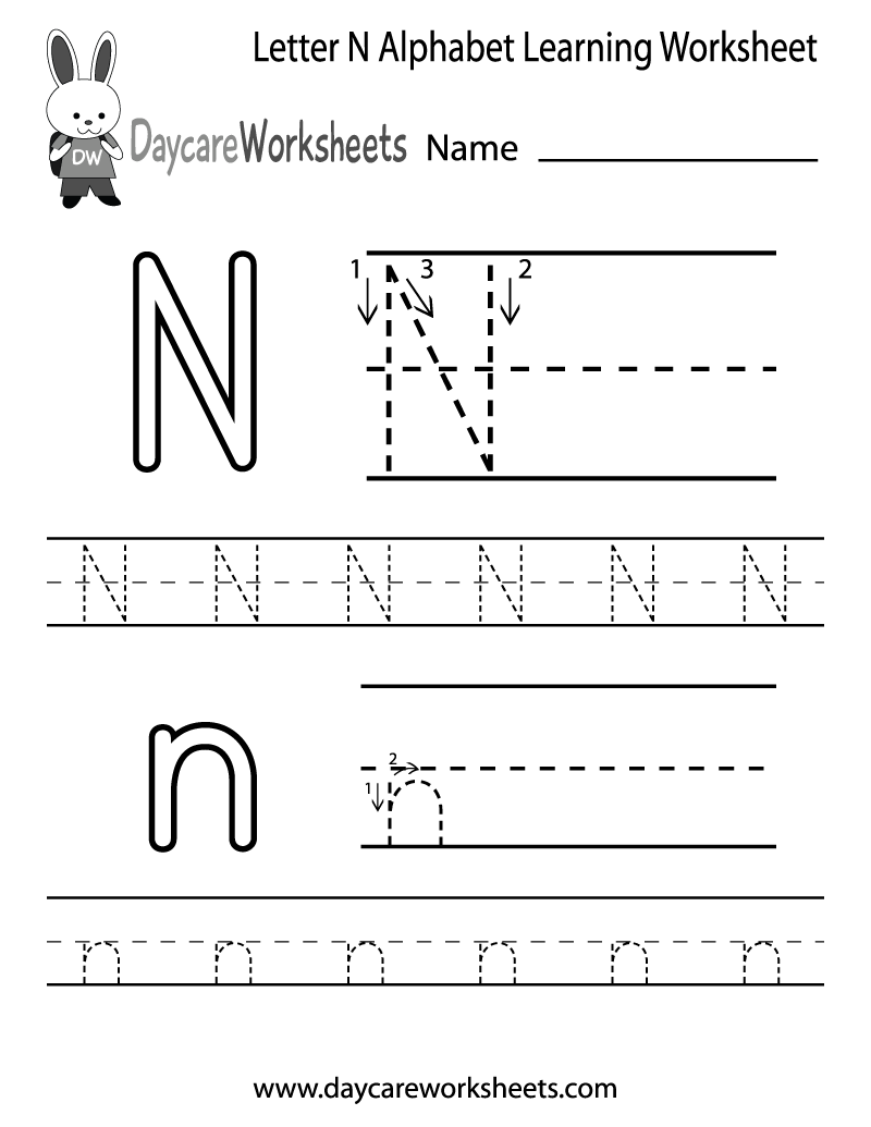 Free Letter N Alphabet Learning Worksheet For Preschool Tracing Letter N Alphabet Worksheet For Kindergarten And Preschool Kids For Handwriting Practice And Educational Activities In A Printable Page Illust Stock Vector Image Art Alamy