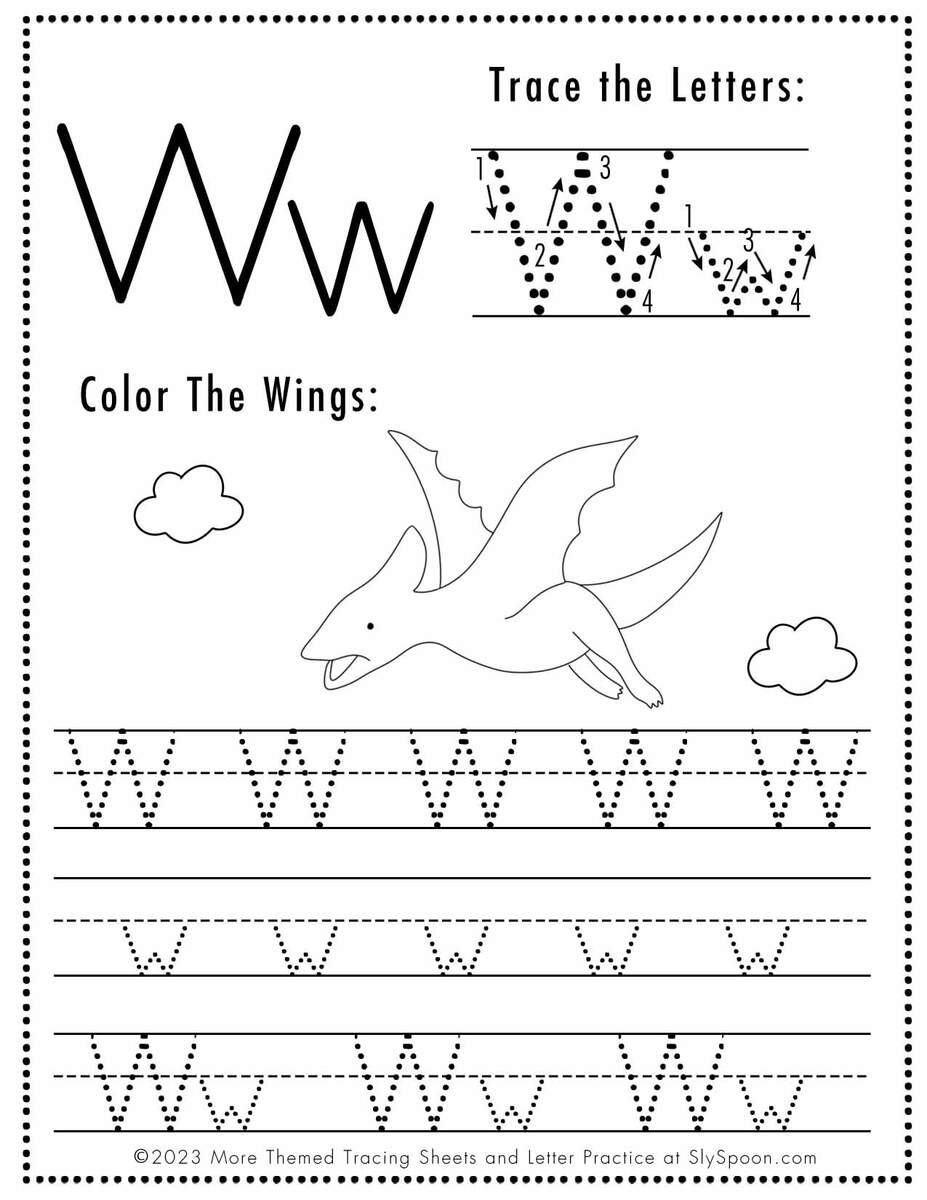 Free Letter W Tracing Worksheet Printable Dinosaur Themed Sly Spoon Free Letter W Tracing Worksheet Printable Dinosaur Themed Sly Spoon