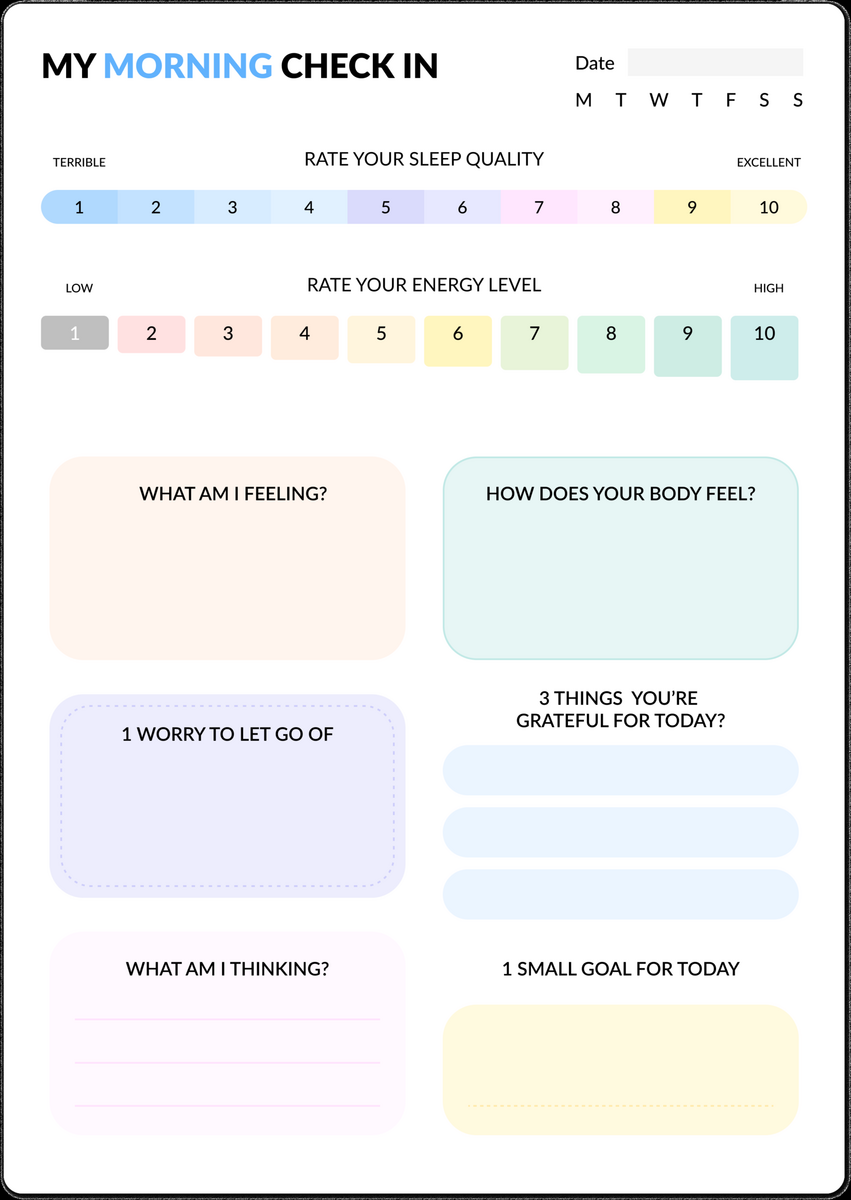 Free Mental Health Check In Worksheet PDF Bearable App