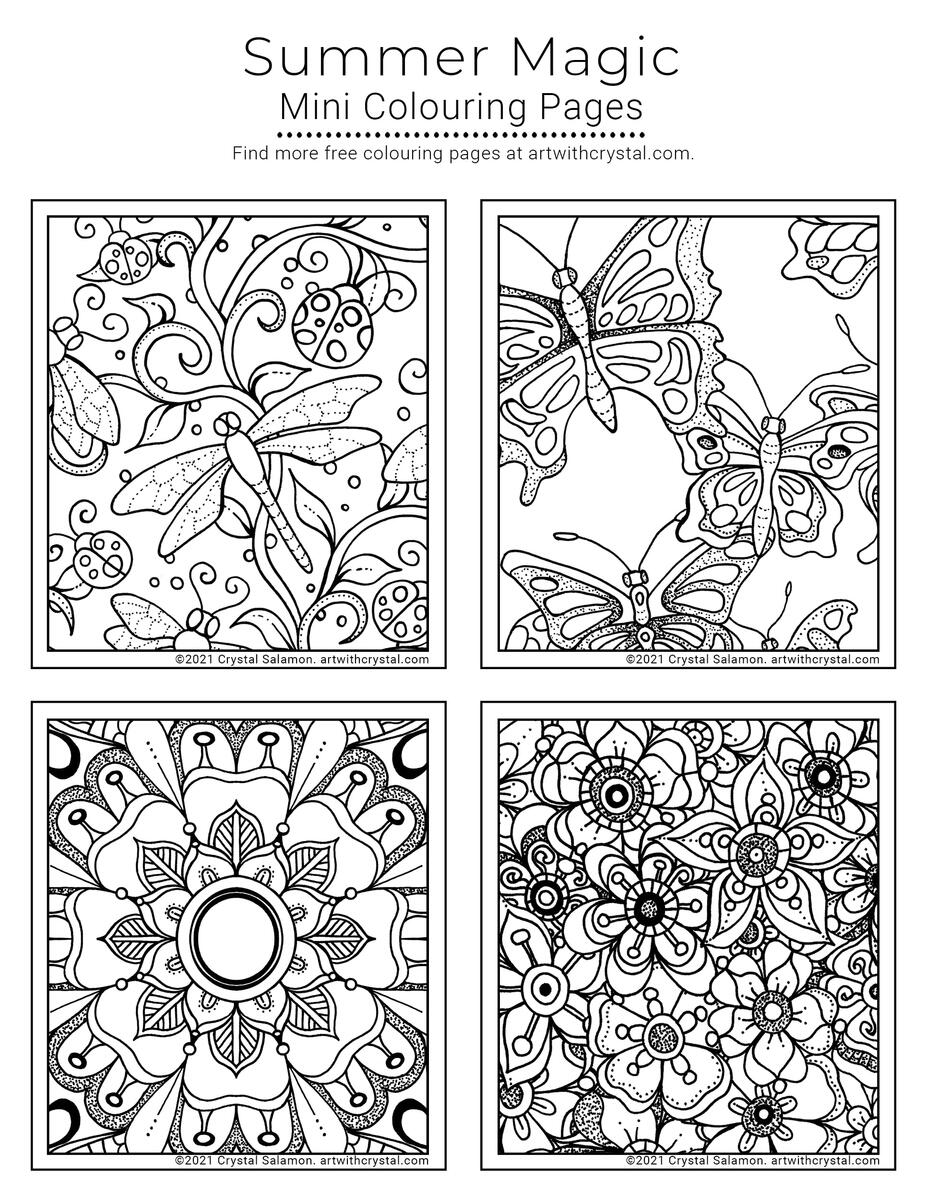 Free Mini Coloring Pages For Adults And Kids Summer Magic