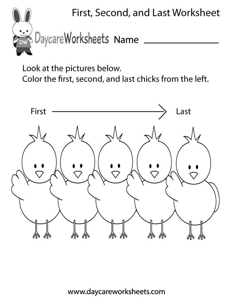 Free Preschool First Second And Last Worksheet Alphabetical Order Worksheets Create With Storyboard That
