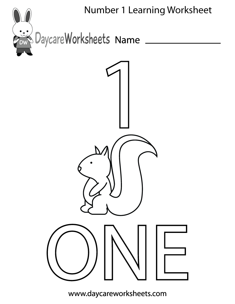 Free Preschool Number One Learning Worksheet Free Preschool Number One Learning Worksheet