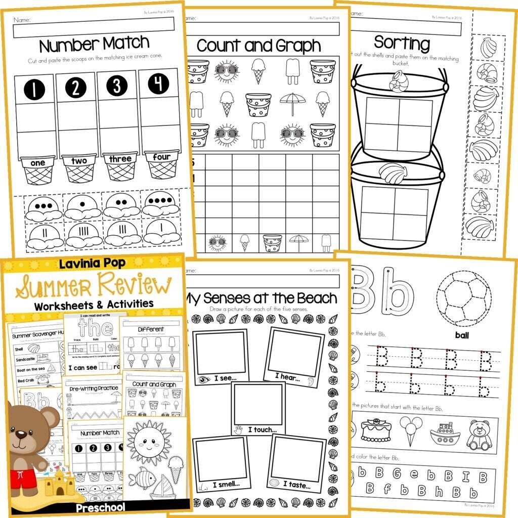 FREE Preschool Summer Review Worksheets And Activities No Prep In My World