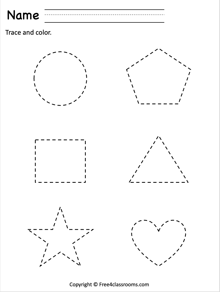 Free PDF Printable Tracing Shapes Kindergarten Preschool