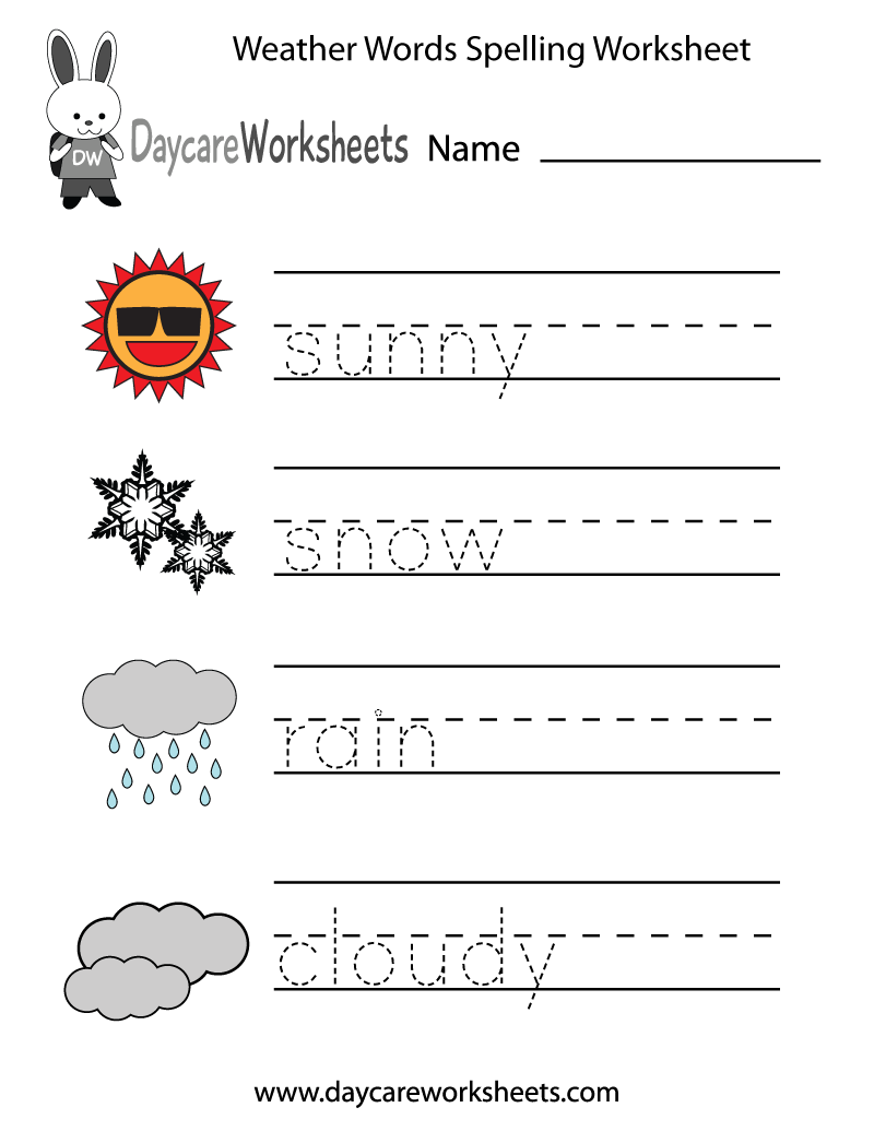 Free Preschool Weather Words Spelling Worksheet Printable Matching And Tracing Kinds Of Weather Worksheet For Grade 1 Made By Teachers