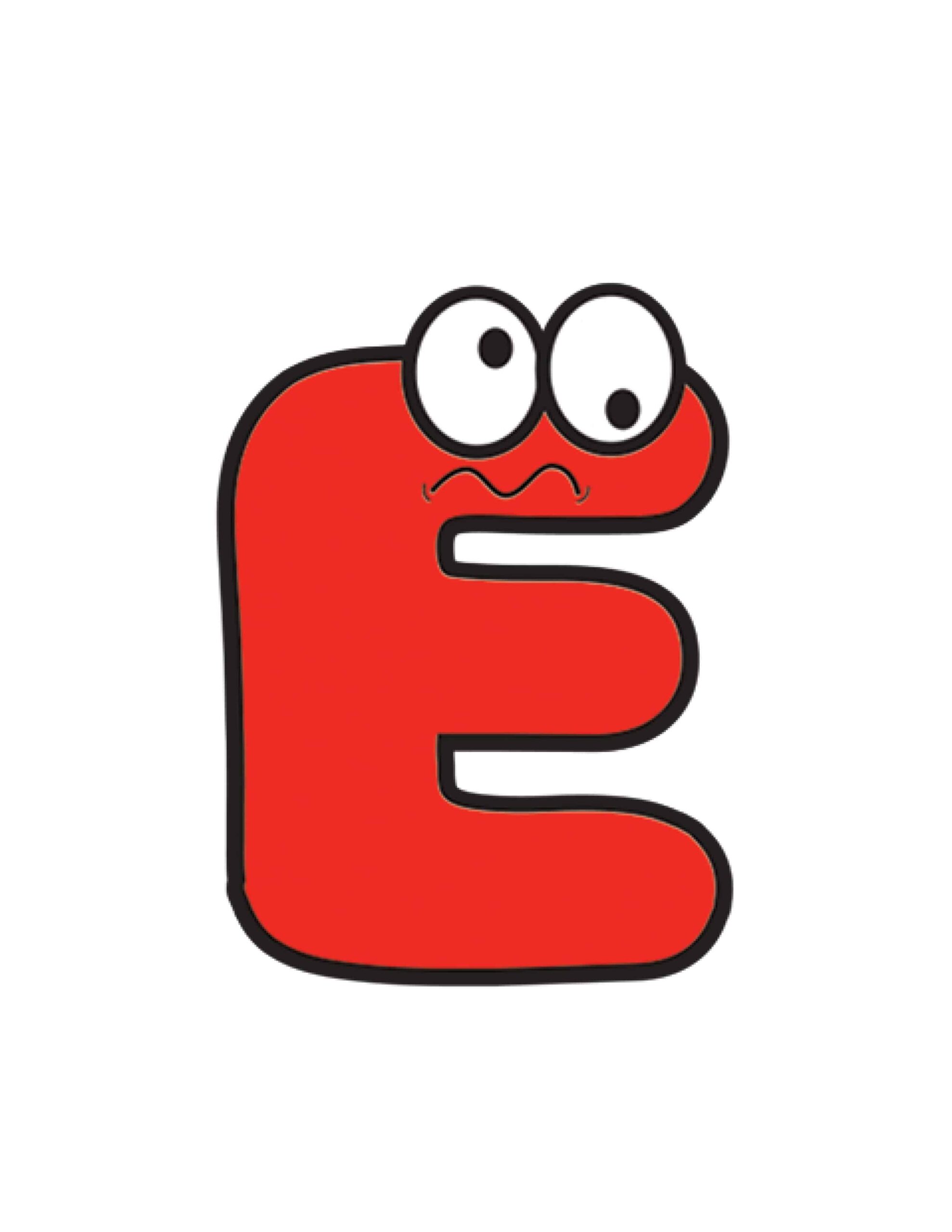 Free Printable Alphabet Letters Colorful Cartoon Letter E