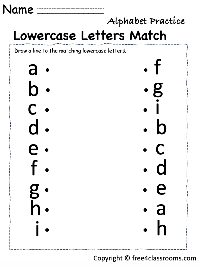 Free Printable Alphabet Matching Worksheets For Pre K And Kindergarten Free Worksheets Free4Classrooms