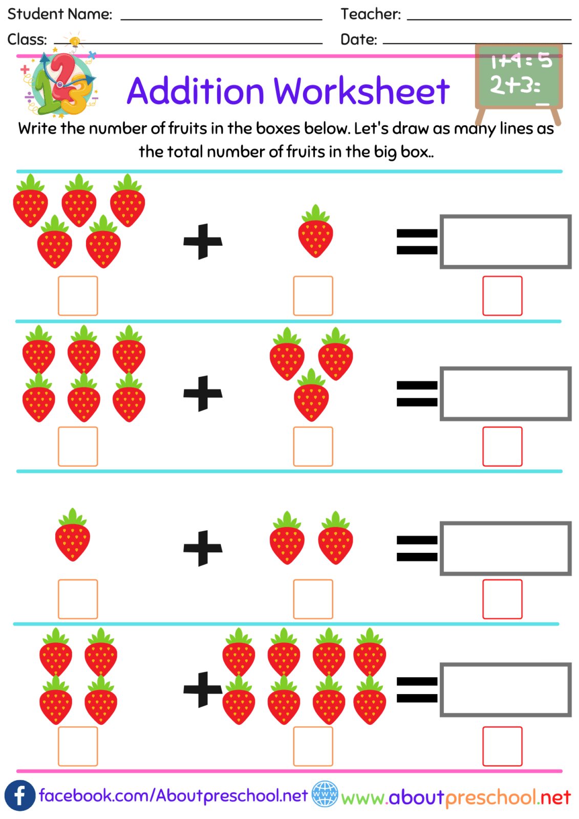 FREE Printable Kindergarten Addition Worksheets Numbers 1 10 Worksheets Library Addition Worksheets 1 10 Made By Teachers