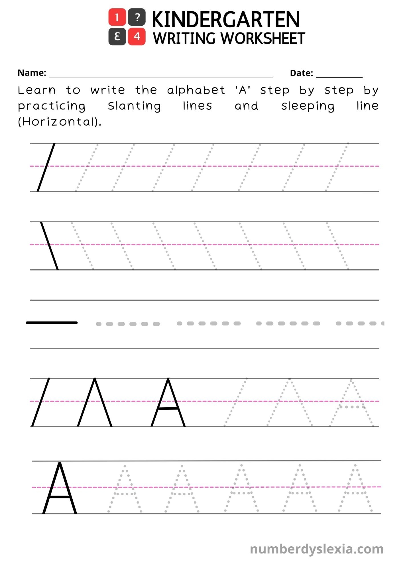 Free Printable Kindergarten Writing Worksheets PDF Number Dyslexia Letter Tracing Worksheets Superstar Worksheets