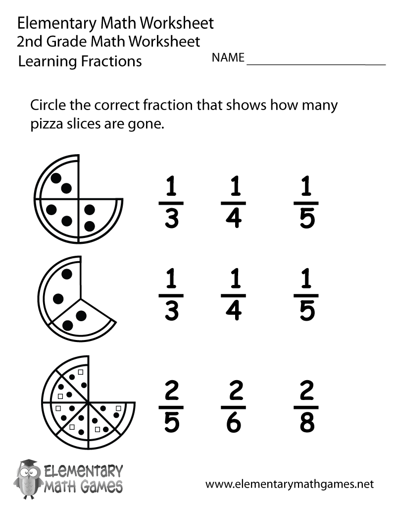 Free Printable Learning Fractions Worksheet For Second Grade Free Printable Learning Fractions Worksheet For Second Grade