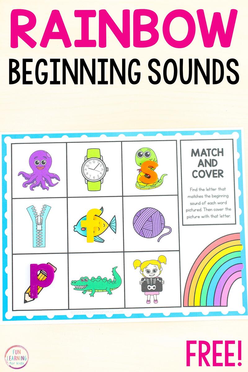 Free Printable Rainbow Beginning Sounds Mats