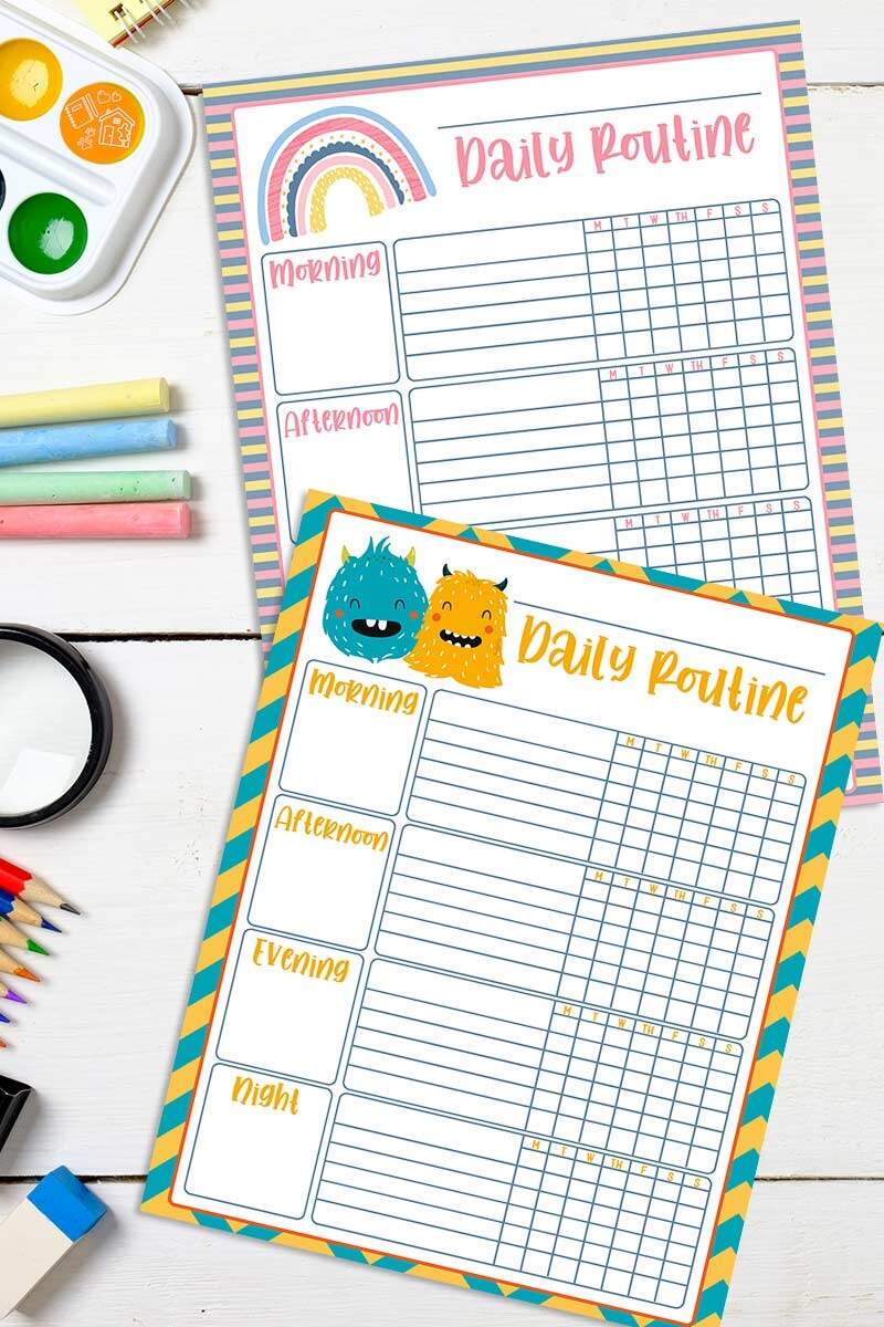 Free Printable Weekly Planner For Kids With Two Fun Designs Sunny Day Family Free Printable Day Weekly Calendar Kids Weekly Planner Printable Editable Weekly Schedule Chart