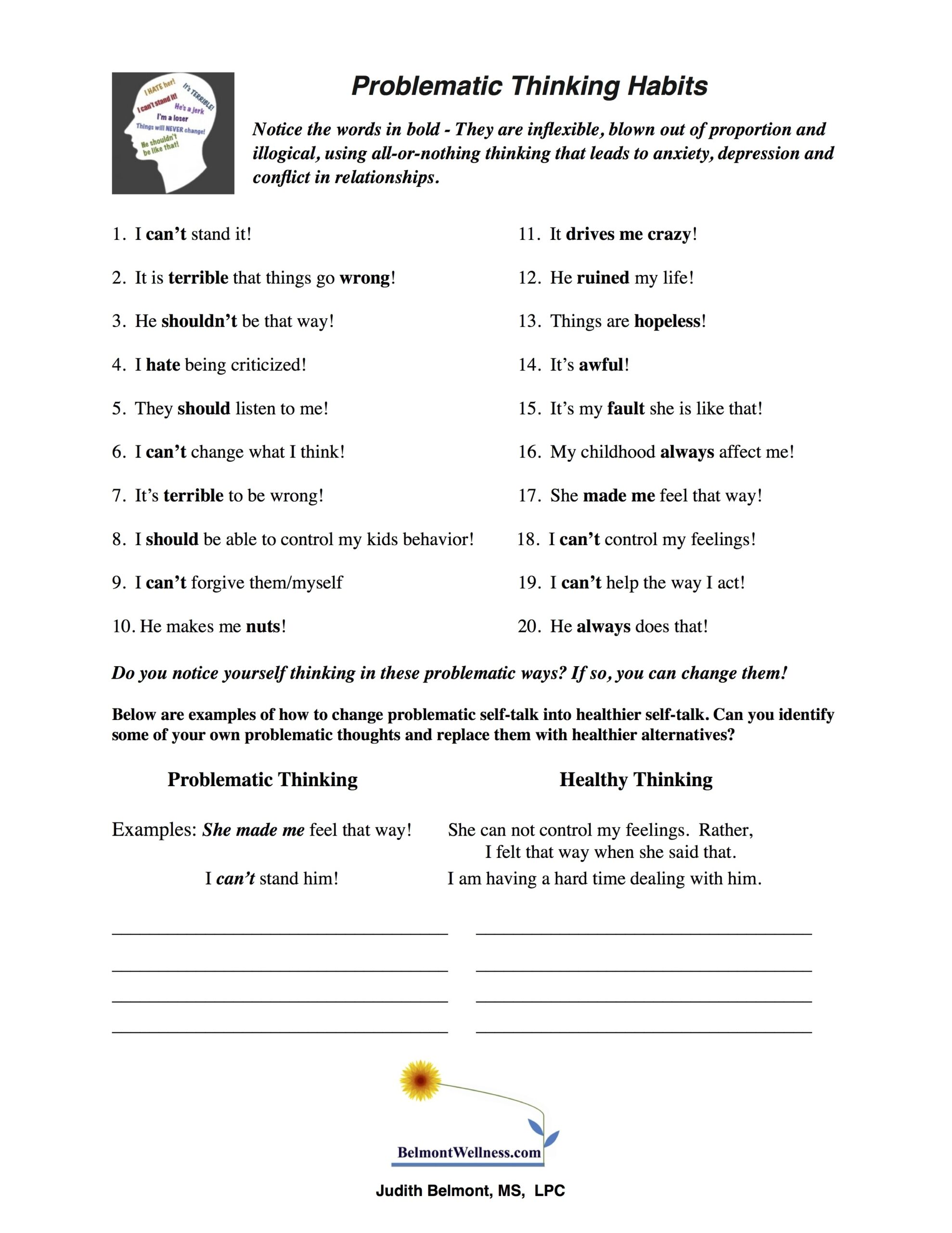 Free Psychoeducational Resources Judy Belmont Belmont Wellness